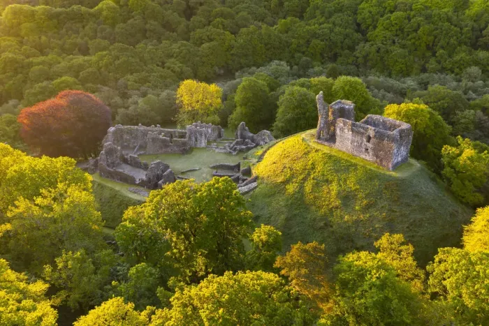 Framed Print : Early morning aerial vista of Okehampton Castle, Okehampton, Devon, England Framed Print : Early morning aerial vista of Okehampton Castle, Okehampton, Devon, England