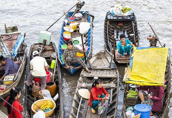 Early morning floating market in Mekong Delta, Vietnam
