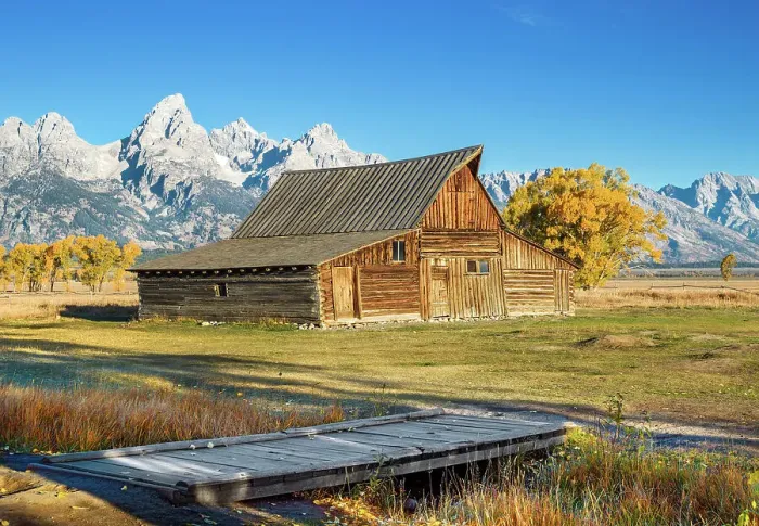 Framed Print : Early Morning, Moulton Barn, Mormon Row, Historic District in Autumn, Fall Foliage with Grand Teton Mountain Range in the Background Grand Teton National Park Wyoming, USA Framed Print : Early Morning, Moulton Barn, Mormon Row, Historic District in Autumn, Fall Foliage with Grand Teton Mountain Range in the Background Grand Teton National Park Wyoming, USA