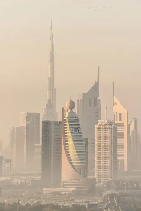Framed Print : Early morning view of downtown Dubai skyline, United Arab Emirates, U. A. E Framed Print : Early morning view of downtown Dubai skyline, United Arab Emirates, U. A. E