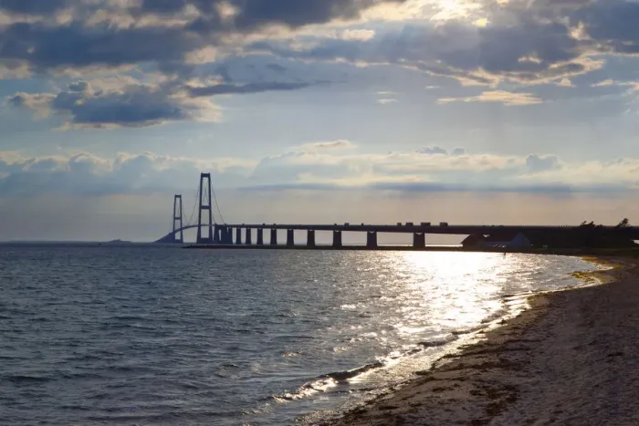 Framed Print : The East Bridge as seen from Korsor, Denmark, Scandinavia Framed Print : The East Bridge as seen from Korsor, Denmark, Scandinavia