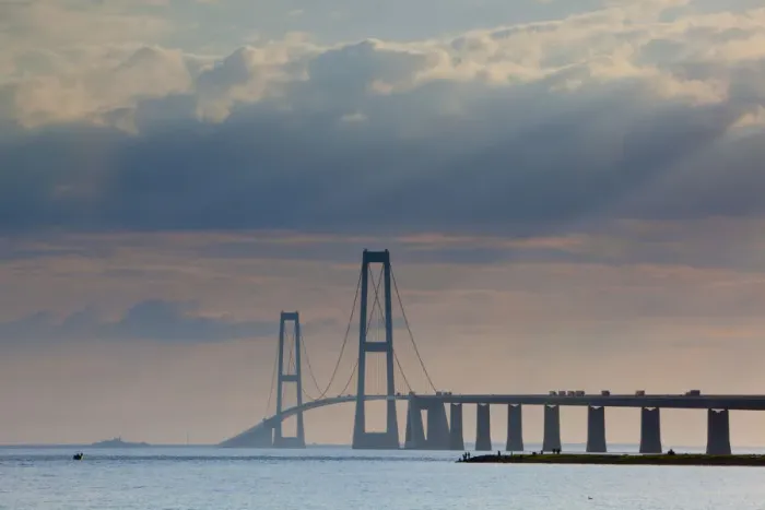Framed Print : The East Bridge as seen from Korsor, Denmark, Scandinavia Framed Print : The East Bridge as seen from Korsor, Denmark, Scandinavia