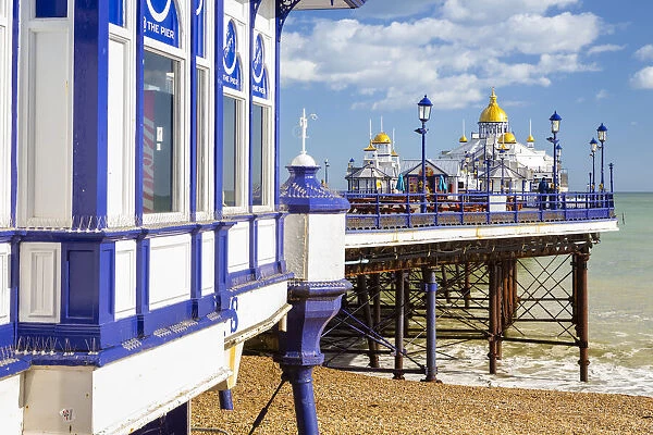 Eastbourne pier from the shore. Eastbourne, East Sussex, England, UK