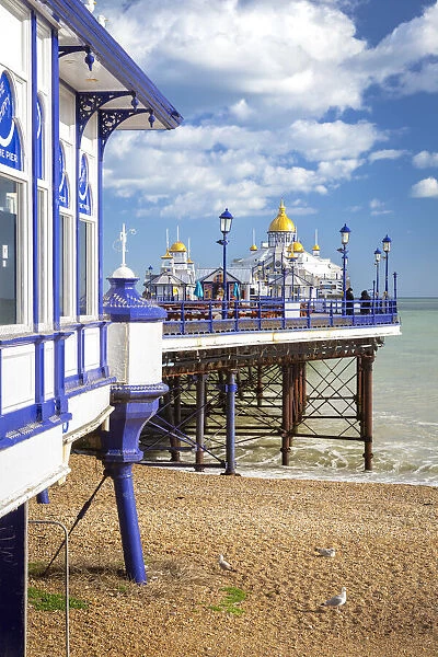 Eastbourne pier from the shore. Eastbourne, East Sussex, England, UK