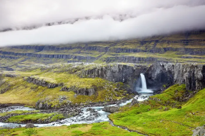 Framed Print : Eastfjords Waterfall, Eastern Iceland