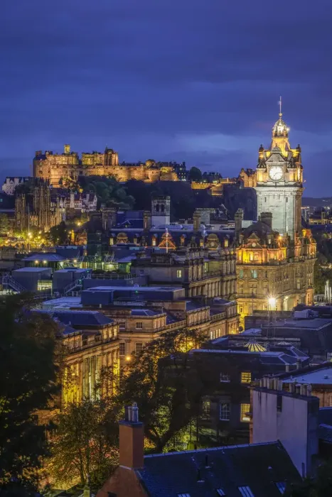 Framed Print : Edinburgh Castle and Balmoral Hotel clock tower viewed from Observatory House in city Framed Print : Edinburgh Castle and Balmoral Hotel clock tower viewed from Observatory House in city