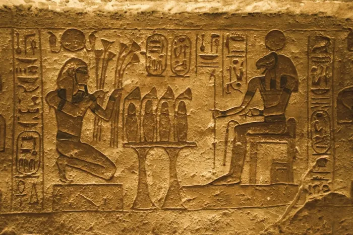 Framed Print : Egypt, Abu Simbel, Statues and Temple of Ramses II, main chamber, reliefs Framed Print : Egypt, Abu Simbel, Statues and Temple of Ramses II, main chamber, reliefs