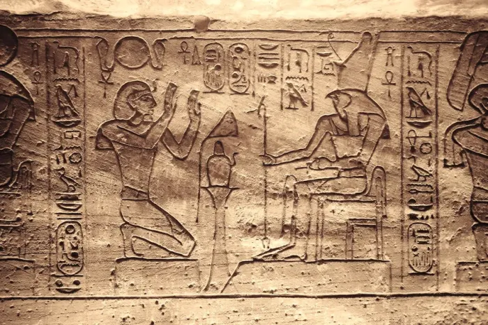 Framed Print : Egypt, Abu Simbel, Statues and Temple of Ramses II, main chamber, reliefs Framed Print : Egypt, Abu Simbel, Statues and Temple of Ramses II, main chamber, reliefs