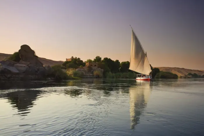 Framed Print : Egypt, Aswan, Felucca and Nile River Framed Print : Egypt, Aswan, Felucca and Nile River