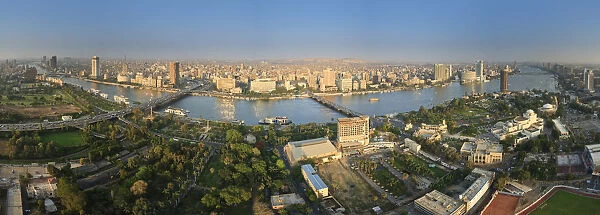 Egypt, Cairo, River Nile and city skyline viewed from Cairo Tower