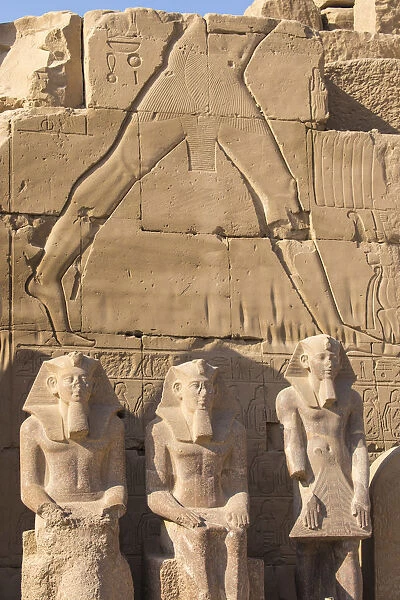 Egypt, Luxor, Karnak Temple, Colossi in Temple of Amun