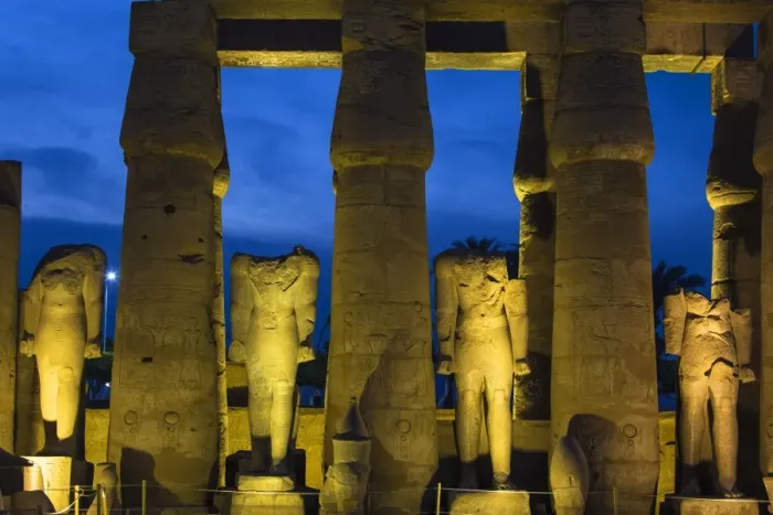 Framed Print : Egypt, Luxor, Luxor Temple, The First Court, Statues of Ramesses II