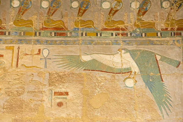 Egypt, Luxor, West Bank, Deir Al Bahri, Reliefs in the Lower chapel of Anubis at the