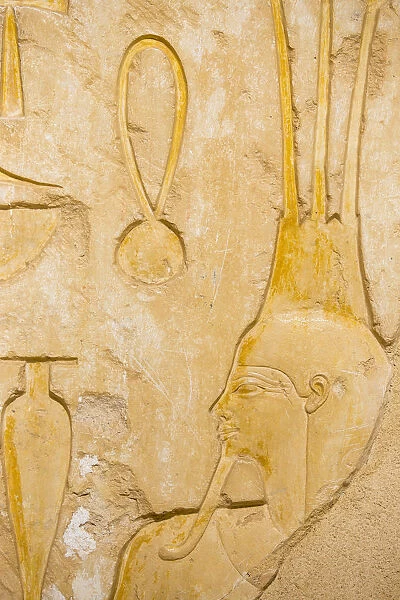 Egypt, Luxor, West Bank, Deir Al Bahri, Reliefs in the Lower chapel of Anubis at the