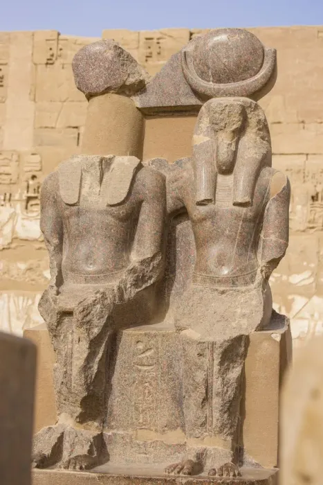 Framed Print : Egypt, Luxor, West Bank, The temple of Ramesses 111 at Medinet Habu, Two statues in Framed Print : Egypt, Luxor, West Bank, The temple of Ramesses 111 at Medinet Habu, Two statues in