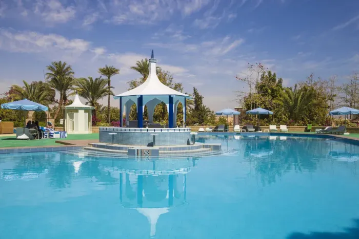 Framed Print : Egypt, Upper Egypt, Aswan, Basma Hotel swimming pool