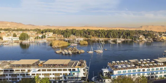 Framed Print : Egypt, Upper Egypt, Aswan, river cruise ships on River Nile Framed Print : Egypt, Upper Egypt, Aswan, river cruise ships on River Nile