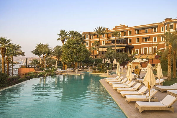Egypt, Upper Egypt, Aswan, Swimming pool at the Sofitel Legend Old Cataract hotel