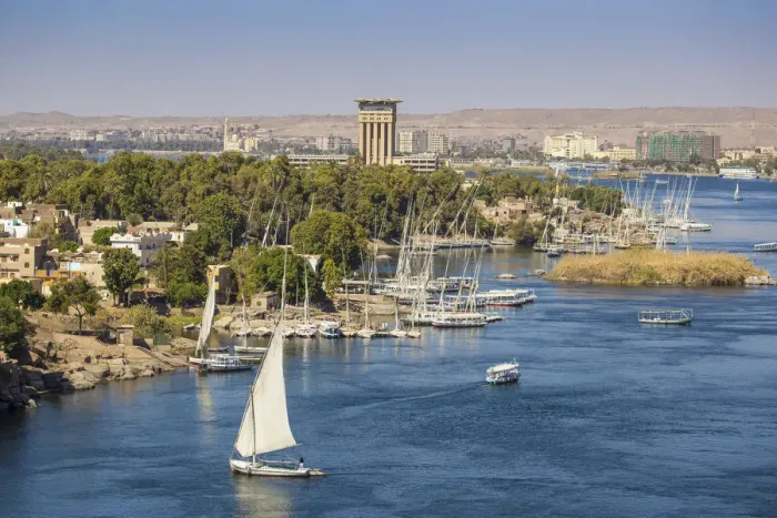Framed Print : Egypt, Upper Egypt, Aswan, View of Movenpick Resort and River Nile Framed Print : Egypt, Upper Egypt, Aswan, View of Movenpick Resort and River Nile