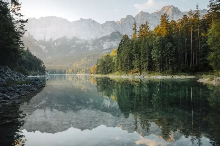 Framed Print : Eibsee at sunrise. Grainau, Bavaria, Germany Framed Print : Eibsee at sunrise. Grainau, Bavaria, Germany