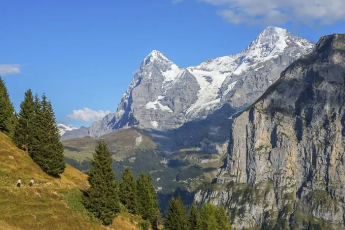 Framed Print : Eiger and Monch from Mürren, Berner Oberland, Switzerland Framed Print : Eiger and Monch from Mürren, Berner Oberland, Switzerland