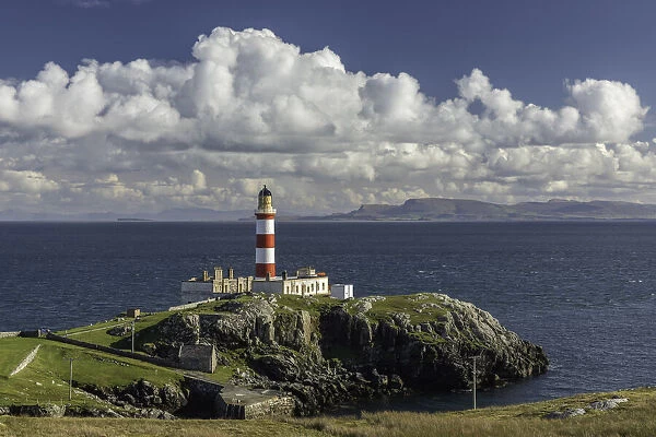 Eilean Glas Lighthouse looking over the Little Minch towards the Isle of Skye