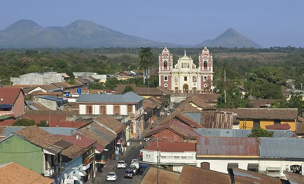 El Calvario Church, Leon (Telica and Cerro Negro volcanoes in the background), Nicaragua