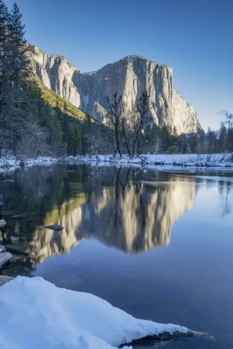 Framed Print : El Capitan Reflecting in Merced River in Winter, Yosemite National Park, California, USA Framed Print : El Capitan Reflecting in Merced River in Winter, Yosemite National Park, California, USA