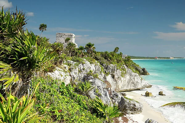 El Castillo, Temple and beach, Tulum, Yucatan peninsula, Mexico