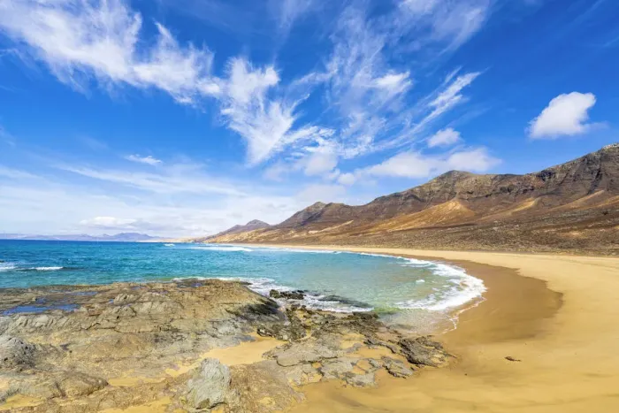 Framed Print : El Islote de las Siete Viudas islet along the desert Cofete beach, Jandia peninsula Framed Print : El Islote de las Siete Viudas islet along the desert Cofete beach, Jandia peninsula