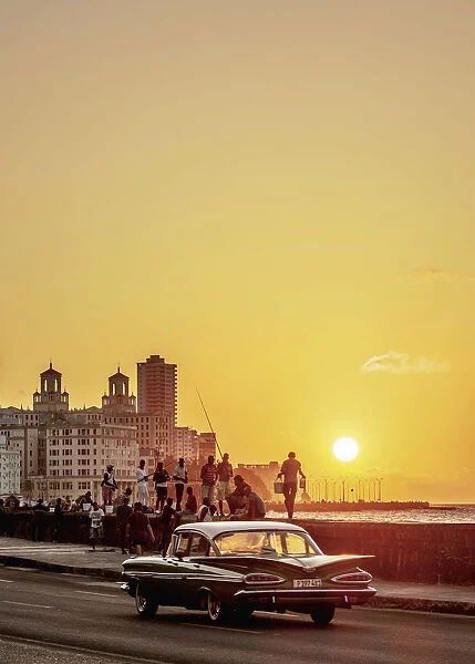 El Malecon at sunset, Havana, La Habana Province, Cuba