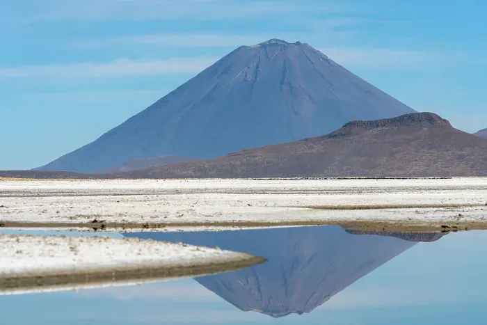 Framed Print : El Misti volcano reflected in a pool at salt flats, Salinas y Aguada Blanca National Reserve, Arequipa Province, Arequipa Region, Peru Framed Print : El Misti volcano reflected in a pool at salt flats, Salinas y Aguada Blanca National Reserve, Arequipa Province, Arequipa Region, Peru