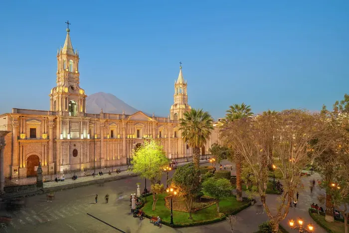 Framed Print : El Misti volcano rising above Basilica Cathedral of Arequipa at Plaza de Armas Square at twilight, UNESCO, Arequipa, Arequipa Province, Arequipa Region, Peru Framed Print : El Misti volcano rising above Basilica Cathedral of Arequipa at Plaza de Armas Square at twilight, UNESCO, Arequipa, Arequipa Province, Arequipa Region, Peru
