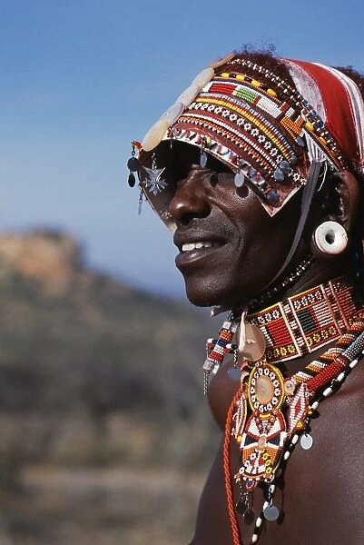 Elaborate headdress and body adornments worn by Samburu moran