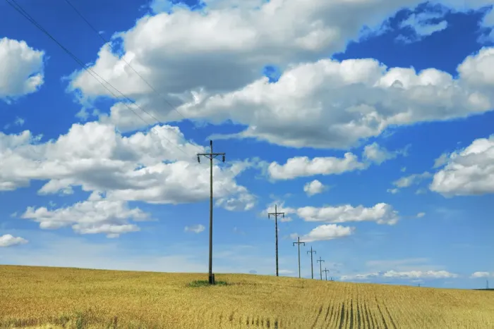 Framed Print : Electric wire through corn field - USA, Oregon, Sherman, Grass Valley, east of Framed Print : Electric wire through corn field - USA, Oregon, Sherman, Grass Valley, east of