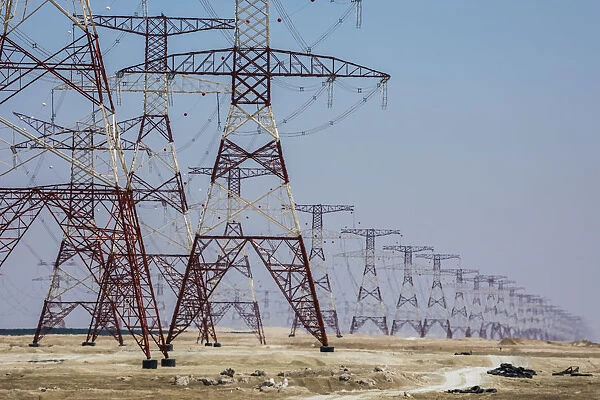 Electricity pylons, Abu Dhabi, United Arab Emirates