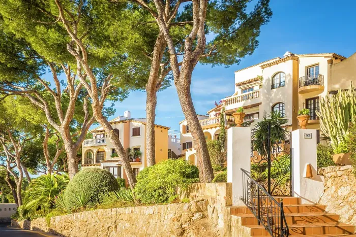 Framed Print : Elegant houses on the bay of Cala Fornells, Mallorca, Balearic Islands, Spain Framed Print : Elegant houses on the bay of Cala Fornells, Mallorca, Balearic Islands, Spain