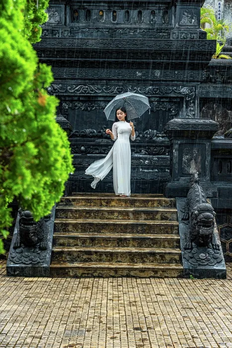 Framed Print : Elegant woman in white with umbrella at Khai Dinh Tomb, Hue, Central Vietnam. (MR) Framed Print : Elegant woman in white with umbrella at Khai Dinh Tomb, Hue, Central Vietnam. (MR)