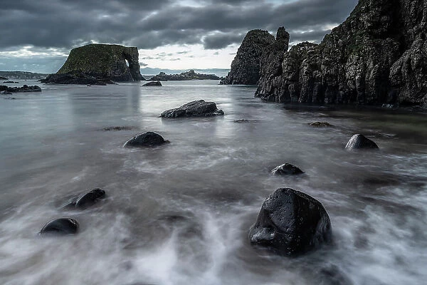 Elephant Rock, on Whiterocks Beach near Ballintoy, County Antrim, Northern Ireland. Autumn (November) 2022