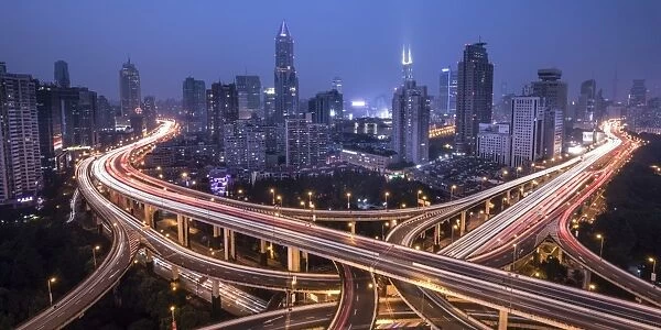 Elevated highway in the centre of Shanghai, China