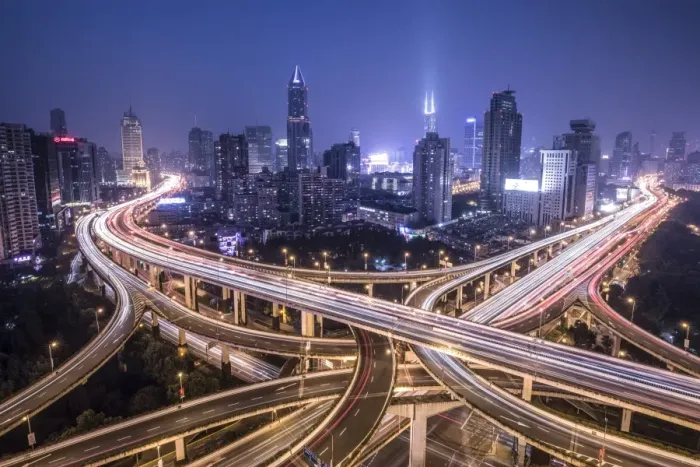 Framed Print : Elevated highway in the centre of Shanghai, China