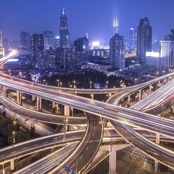 Elevated highway in the centre of Shanghai, China