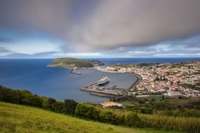 Framed Print : Elevated point of view on the port of Velas, Velas, Sao Jorge, Azores, Portugal Framed Print : Elevated point of view on the port of Velas, Velas, Sao Jorge, Azores, Portugal