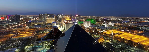 Elevated view of casinos on The Strip, Las Vegas, Nevada, USA