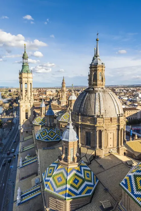Framed Print : Elevated view of the Cathedral of Our Lady of the Pillar. Zaragoza, Aragon, Spain