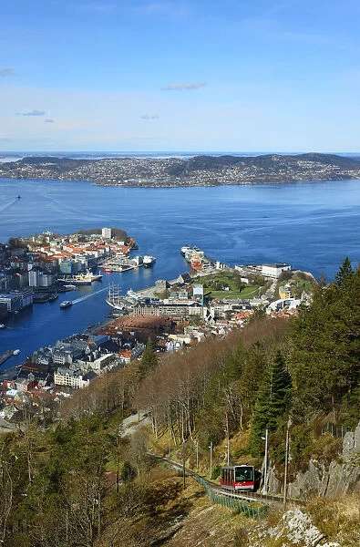 Elevated view over central Bergen. Hordaland, Norway
