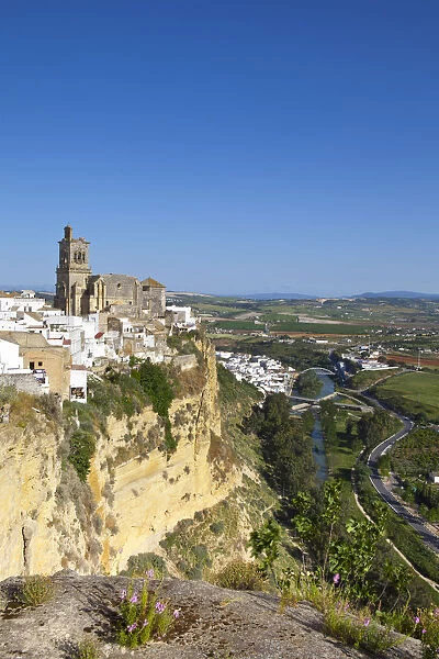 Elevated view over the church of San Pedro & the surounding countryside, Arcos De