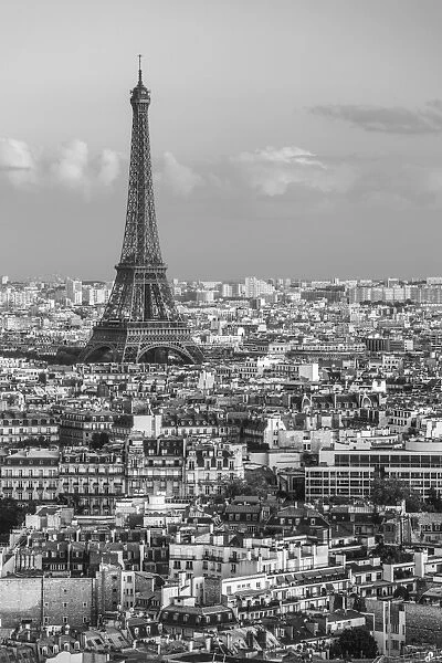 Elevated view over the city with the Eiffel Tower in the distance, Paris, France, Europe