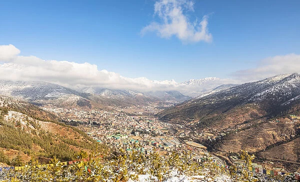 Elevated view of the city of Thimphu, Bhutan