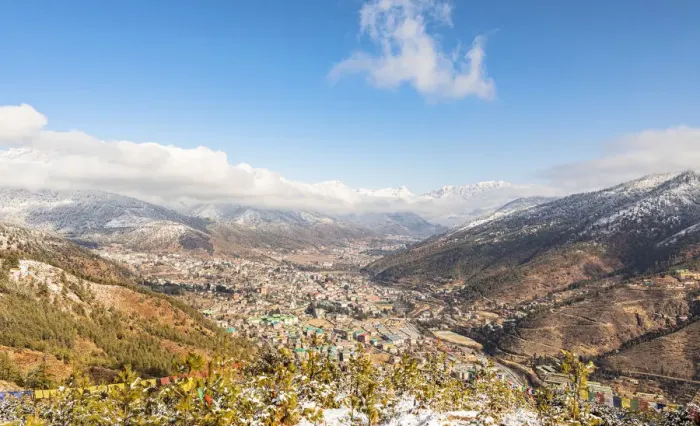 Framed Print : Elevated view of the city of Thimphu, Bhutan Framed Print : Elevated view of the city of Thimphu, Bhutan